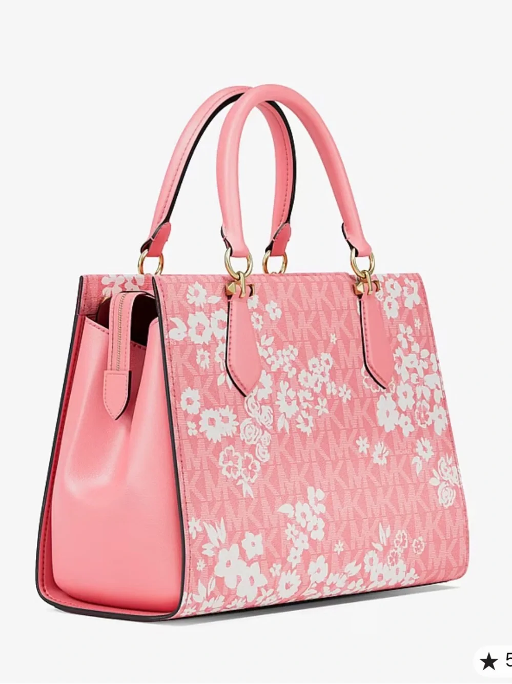MICHAEL KORS Marilyn Md Printed Signature Logo Satchel Crossbody 
Carnation 
NWT - Picture 11 of 16
